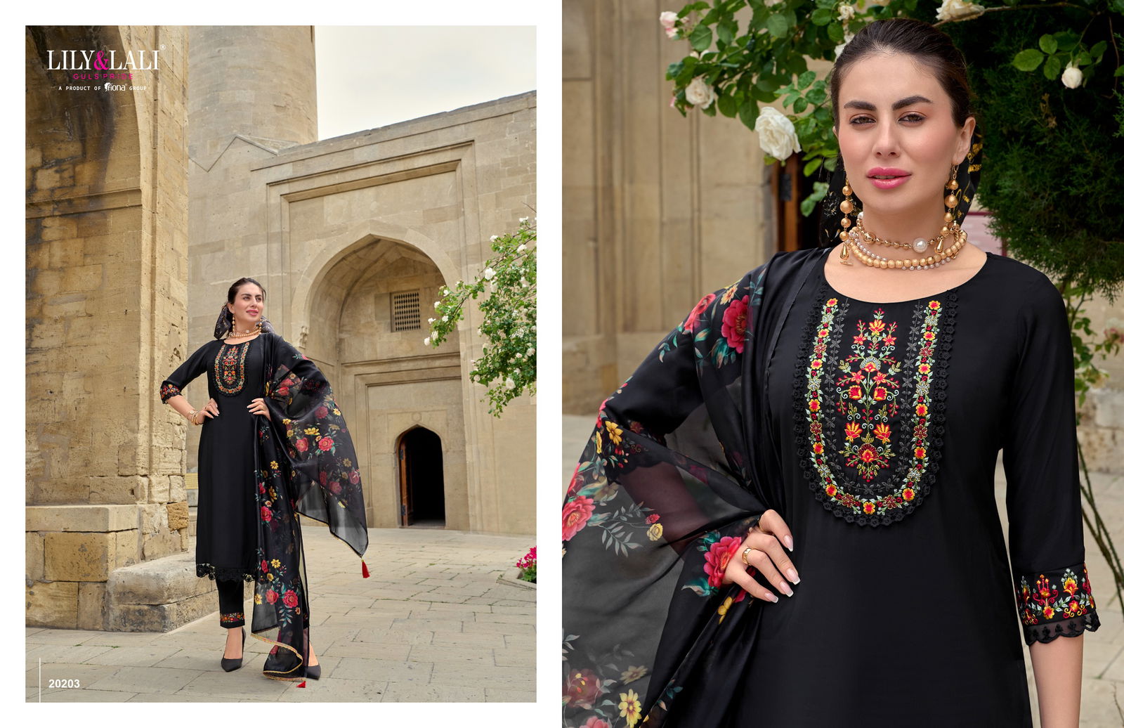 Mahra By Lily And Lali Embroidery Hand Work Designer Kurti With Bottom Dupatta Wholesalers In Delhi